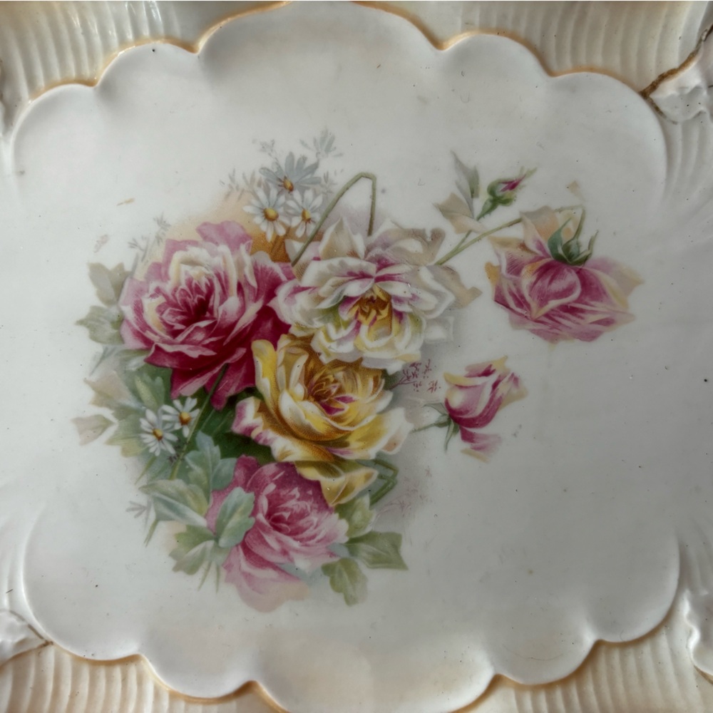Early 1900's R. S. Prussia Porcelain Floral Dresser Tray - Picture 3 of 11